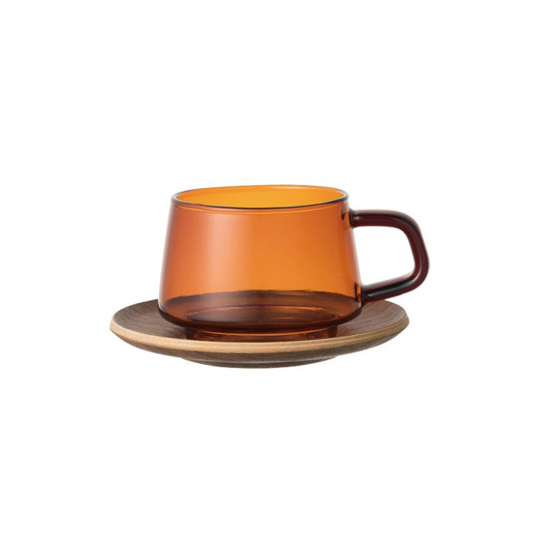 Kinto SEPIA cup with saucer 270 ml amber